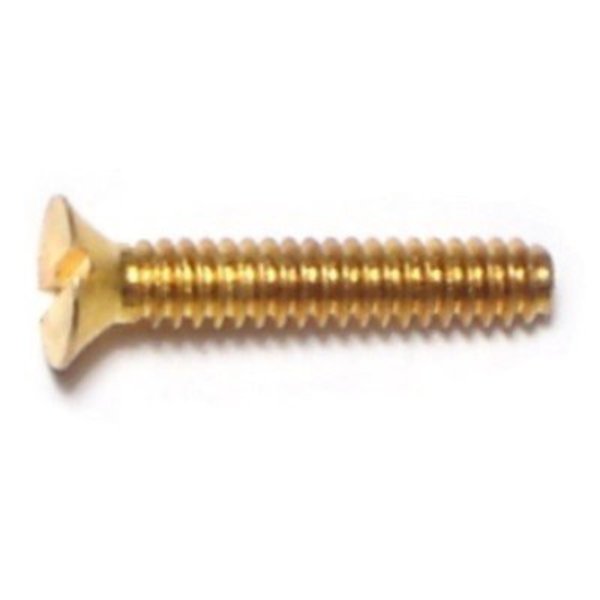 Midwest Fastener #6-32 x 3/4 in Slotted Flat Machine Screw, Plain Brass, 40 PK 61993